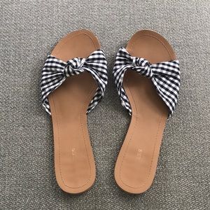Gingham fabric tan sandals from Express